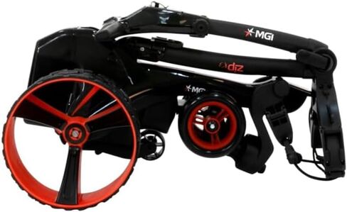MGI ZIP X3 Electric Golf Push Cart | zip طي العلبة ، عجلات جميع التضاريس ، يلعب 36 فتحة ، سرعة قابلة للتعديل ، 3 عجلات ، شاشة العرض ، عداد المسافات ، التحكم في المسافة | منشفة الجولف سلسلة التوقيع in Saudi Arabia