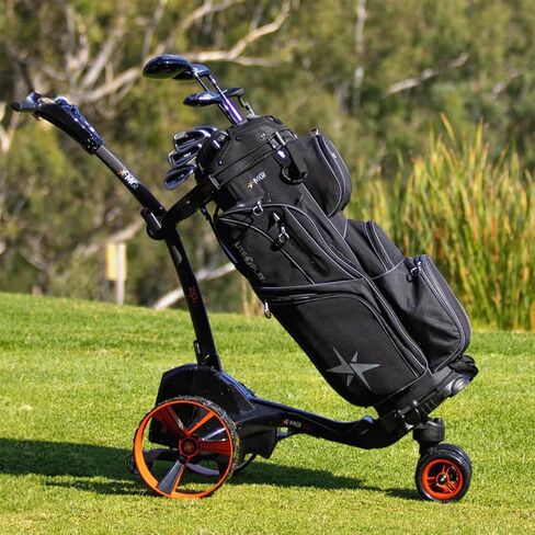 MGI ZIP X3 Electric Golf Push Cart | zip طي العلبة ، عجلات جميع التضاريس ، يلعب 36 فتحة ، سرعة قابلة للتعديل ، 3 عجلات ، شاشة العرض ، عداد المسافات ، التحكم في المسافة | منشفة الجولف سلسلة التوقيع in Saudi Arabia