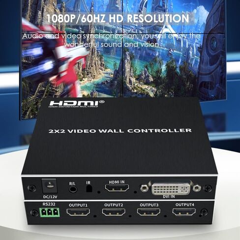 وحدة تحكم جدار الفيديو ، 4K HD معالج الربط غير الملحوم مع RS232 ، مدخلات ، 4 طريقة إخراج الصوت 180 ° تدوير جدار التلفزيون عرض 2x2 1x2 1x3 1x4 2x1 3x1 4x1 (قابس الولايات المتحدة) in Saudi Arabia