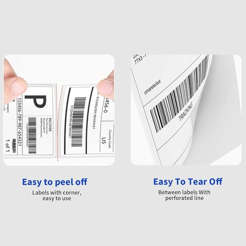 4 "× 6" علامات حرارية مباشرة فانفولف ، 500 لكل مكدس ، ملصقات شحن بيضاء مثقبة متوافقة مع Zebra ، Elton Printers (1 Stack) in Kuwait