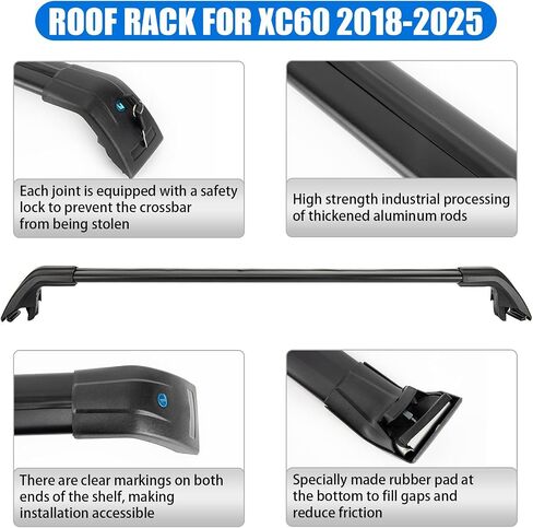 Psler Heavy Duty Roof Racks Cross Bars Compitable with Volvo XC90 2018 2019 2020 2021 2022 2023 2024 2025 with Metal Anti-Theft Lock, Aluminum Roof Rails Crossbars Anti-Theft Non-Corrosion in Saudi Arabia