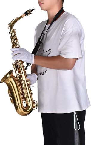 الساكسفون ، EB Alto Saxophone النحاس المرن Alto Sax Wind أداة Sax alto saxophone مع قفازات الحمل الأشرطة لسان ساكسفون لطلاب المبتدئين (02) in Kuwait