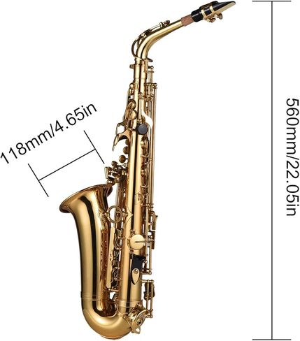 Saxophone, Eb Alto Saxophone Brass Lacquered Alto Sax Wind Instrument Sax Alto Saxophone with Carry Case Gloves Straps Saxophone Mouthpiece for Beginner Students (02) in Saudi Arabia