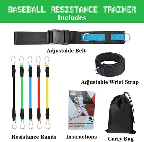 Baseball Resistance Bands for Catcher – Pro-Grade Catcher Framing Receiving Aid | 5-Level Adjustable Catcher Resistance Bands for Baseball/Softball Training (All Ages) in Kuwait