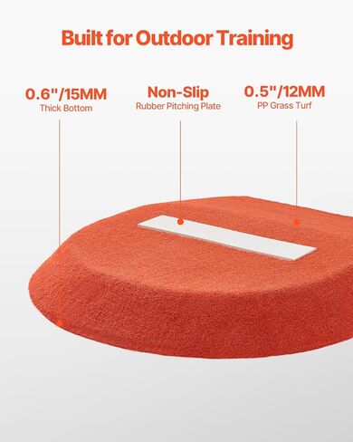 Mound Pitching Mound ، Motable Game Game Mound ، 42 في ممارسات التدريب في الهواء الطلق في الهواء الطلق ، وأدوات عرض للكرة اللينة من قطعة واحدة مع العشب المضاد للمضاد ومطاط نصب in Saudi Arabia