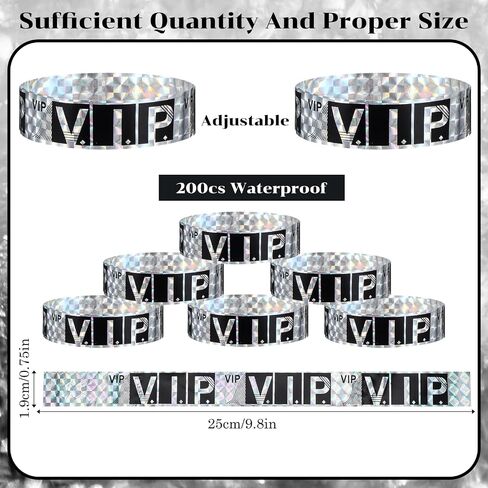 200 PCS معصم VIP للحدث ، معصم VIP المقاوم للماء ، أساور الورق الليزر للحفلات ، الحفلات الموسيقية ، المهرجانات ، الإغلاق اللاصقة (الذهب) in Kuwait