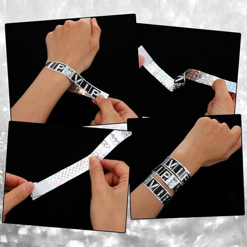 200 PCS معصم VIP للحدث ، معصم VIP المقاوم للماء ، أساور الورق الليزر للحفلات ، الحفلات الموسيقية ، المهرجانات ، الإغلاق اللاصقة (الذهب) in Kuwait