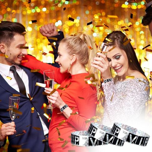 200 PCS معصم VIP للحدث ، معصم VIP المقاوم للماء ، أساور الورق الليزر للحفلات ، الحفلات الموسيقية ، المهرجانات ، الإغلاق اللاصقة (الذهب) in Kuwait