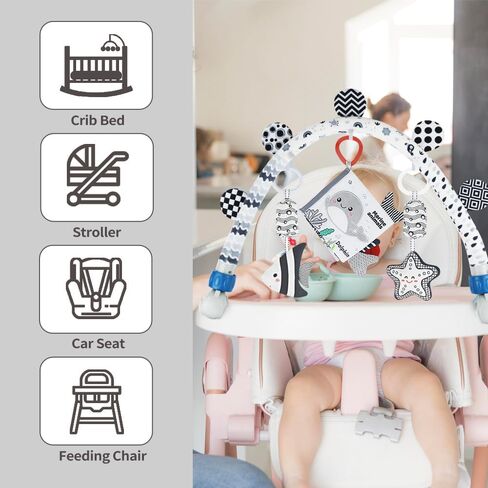 Caterbee Baby Activity Travel Mobile Arch Toy ، ألعاب سرير بالأبيض والأسود (حيوان) in Kuwait
