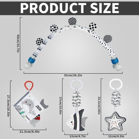 Caterbee Baby Activity Travel Mobile Arch Toy ، ألعاب سرير بالأبيض والأسود (حيوان) in Kuwait