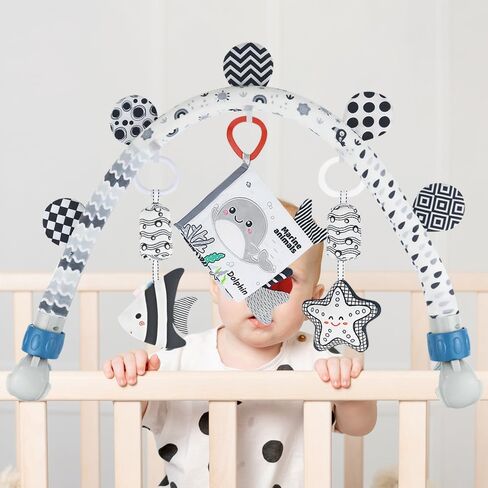 Caterbee Baby Activity Travel Mobile Arch Toy ، ألعاب سرير بالأبيض والأسود (حيوان) in Kuwait