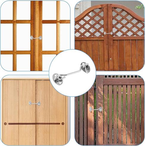 4 Inch Hook and Eye Latch for Door, 2 Pack Stainless Steel Latche with Screws Rust-Resistant Barn Door Lock Eye Hook Latch for Doors, Windows, Cabinet Closet, Garage Gate, Fence (Silver) in Saudi Arabia