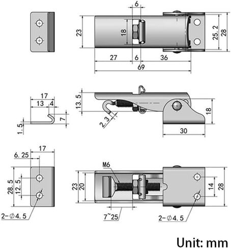 مزلاج التبديل المحملة الربيع ، Glrovazas Steel Catch Hasp Clamp Clamp Lock للخزانة (2pcs) in Kuwait