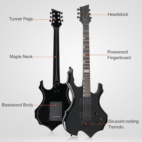 Solid Body Electric Guitar, Flame Design Electric Guitar Kit with 20Watt Amp, Gig Bag, Shoulder Strap, H-H Pickups 36 Inch Electric Guitars for Beginners & Professional (Blue) in Saudi Arabia