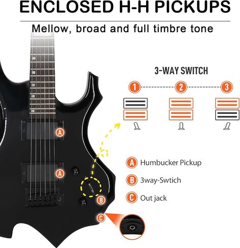 Solid Body Electric Guitar, Flame Design Electric Guitar Kit with 20Watt Amp, Gig Bag, Shoulder Strap, H-H Pickups 36 Inch Electric Guitars for Beginners & Professional (Blue) in Saudi Arabia