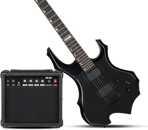 Solid Body Electric Guitar, Flame Design Electric Guitar Kit with 20Watt Amp, Gig Bag, Shoulder Strap, H-H Pickups 36 Inch Electric Guitars for Beginners & Professional (Blue) in Saudi Arabia