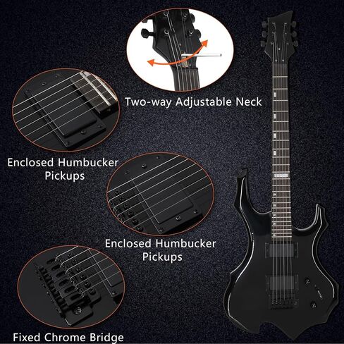 Solid Body Electric Guitar, Flame Design Electric Guitar Kit with 20Watt Amp, Gig Bag, Shoulder Strap, H-H Pickups 36 Inch Electric Guitars for Beginners & Professional (Blue) in Saudi Arabia