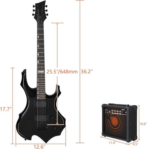 Solid Body Electric Guitar, Flame Design Electric Guitar Kit with 20Watt Amp, Gig Bag, Shoulder Strap, H-H Pickups 36 Inch Electric Guitars for Beginners & Professional (Blue) in Saudi Arabia
