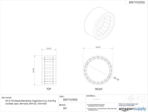 SKF HK 1212 Needle Roller Bearing, Caged Drawn Cup, Outer Ring and Roller, Open, 12mm Bore, 18mm OD, 12mm Width in Saudi Arabia