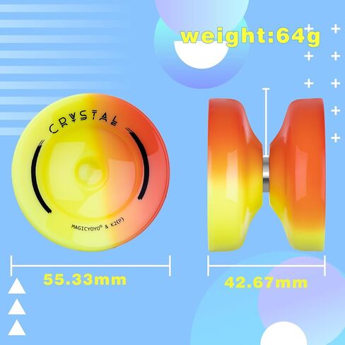 Yoyo K2 Crystal - Yoyo المحترف المتجاوبة للأطفال المبتدئين ، غرض مزدوج Yo -Yo لـ Advanced + Extrastive Yo Yo Bearing + 12 Yoyo Strings + حقيبة تخزين + أداة إزالة (SkyBlue Yellow) in Kuwait