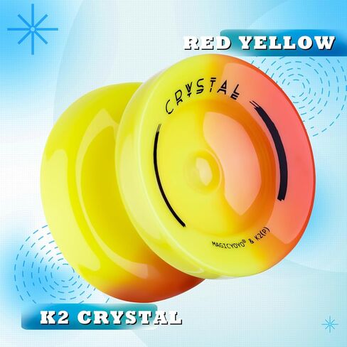 Yoyo K2 Crystal - Yoyo المحترف المتجاوبة للأطفال المبتدئين ، غرض مزدوج Yo -Yo لـ Advanced + Extrastive Yo Yo Bearing + 12 Yoyo Strings + حقيبة تخزين + أداة إزالة (SkyBlue Yellow) in Kuwait
