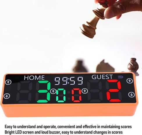 Electronic Scoreboard, 0-99 Score Range 0-9 Game Points, LED Display Digital Scoreboard with Buzzer, Battery Powered Basketball Scoreboard, Score Keeper for Chess, Table Tennis in Saudi Arabia
