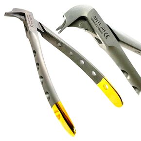 1 Piece - 14.5cm Crown Splitting and Spreading Pliers with Serrated Tips & Perforated Handle with Gold Tip Ends | Autoclave-Safe German Stainless Steel Dental Instruments in Kuwait