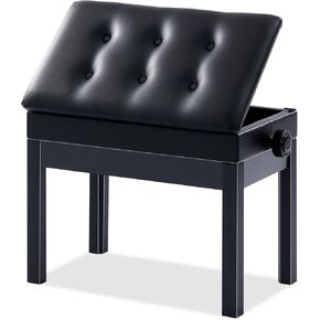 AODSK Adjustable Wooden Piano Bench with Padded Cushion and Storage with Sheet Music Storage Black 22.05''x13.39''x18.31''(Height Adjustable Range:18.31''-22.05'') in Kuwait