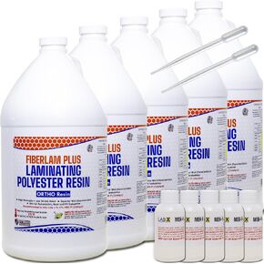 FIBERLAM Plus 1-10G Polyester Resin 1-10 Gallon +MEKP Hardener; Low Viscosity Coating for Laminating Fiberglass mat/Biaxle/Cloth; Boat/RV/Automotive/Canoe/Surfboard| 24-36hr TACK Time in Saudi Arabia