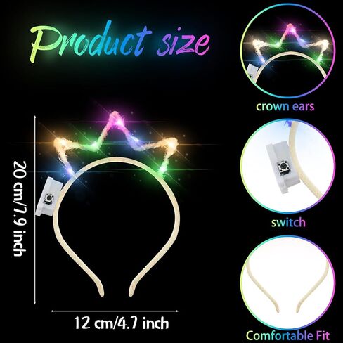 Willbond 40 PCS Light Up Crown LED LED Glow Crown Crown Trave Light Up Hoop LED Hoop in Kuwait