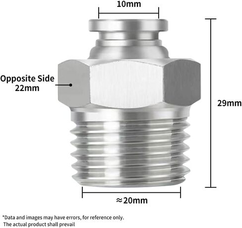 Pneumatic 304 من الفولاذ المقاوم للصدأ ذكر مستقيم 10 مم أنبوب OD x 1/2 بوصة NPT. in Kuwait