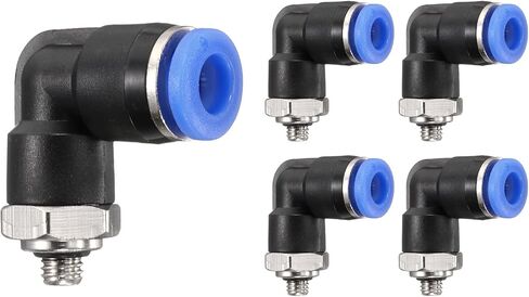 HARFINGTON Push to Connect Fittings Male Elbow 6mm Tube OD x 10-32 UNF Thread Plastic Quick Connect Air Hose Pneumatic Fitting Kit Push Lock Connector PL6-U, Black in Kuwait