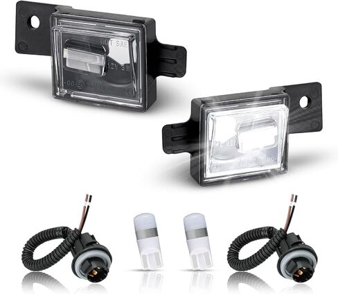 مجموعة مصابيح لوحة ترخيص LED متوافقة مع 2014-2023 Chevy Silverado GMC Sierra 1500 2500HD 3500HD Colorado Canyon ، عدسة غطاء ضوء لوحة الترخيص مع مصابيح LED بيضاء 6000K ، حزمة 2 in Kuwait