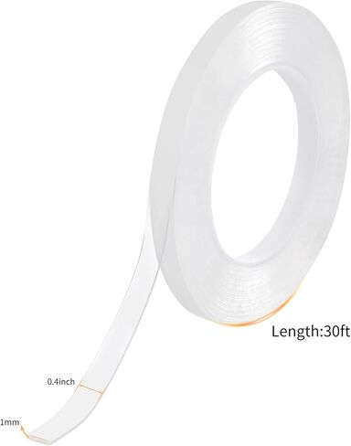 Strong Double Sided Mounting Tape, Heavy Duty Adhesive Tape, Clear Removable Tape for Home, Office, DIY - Multipurpose, Strong Hold, Damage-Free Wall Hanging Strips(0.4in, 10ft) in Saudi Arabia