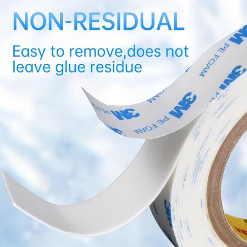 Heavy Duty PE Foam Double Sided Tape | Strong Adhesive Tape | Vibration Resistant | for Indoor/Outdoor Paint Wall Picture Hanging Poster | Free Damage Mounting (0.98 in/25 mm x 16.5 ft) in Kuwait