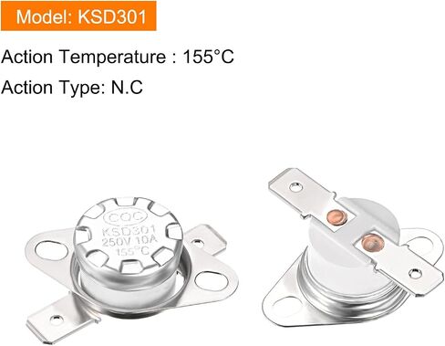 Rebower KSD301 Thermostat 130C NC Temperature Thermal Control Switch, [for Microwave Oven Refrigerators] - Normally Closed/Ceramics/5pcs in Kuwait
