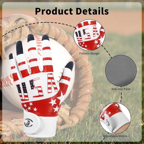 Youth Baseball USA Flag Glove American Flag Batting Gloves Comfortable Fit Breathable Durable Lightweight Design Junior Training Batting in Kuwait