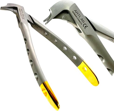 1 Piece - 14.5cm Crown Splitting and Spreading Pliers with Serrated Tips & Perforated Handle with Gold Tip Ends | Autoclave-Safe German Stainless Steel Dental Instruments in Kuwait