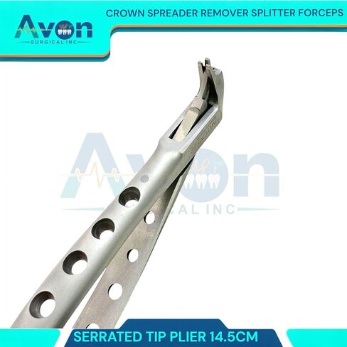 1 Piece - 14.5cm Crown Splitting and Spreading Pliers with Serrated Tips & Perforated Handle with Gold Tip Ends | Autoclave-Safe German Stainless Steel Dental Instruments in Kuwait