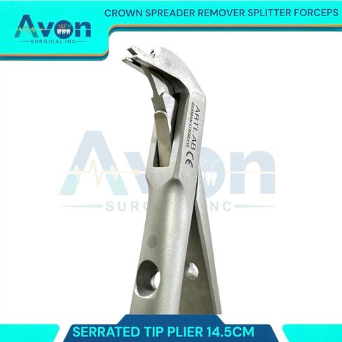 1 Piece - 14.5cm Crown Splitting and Spreading Pliers with Serrated Tips & Perforated Handle with Gold Tip Ends | Autoclave-Safe German Stainless Steel Dental Instruments in Kuwait