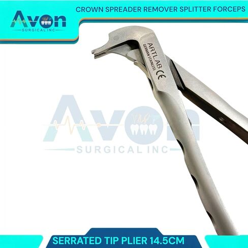 1 Piece - 14.5cm Crown Splitting and Spreading Pliers with Serrated Tips & Perforated Handle with Gold Tip Ends | Autoclave-Safe German Stainless Steel Dental Instruments in Kuwait