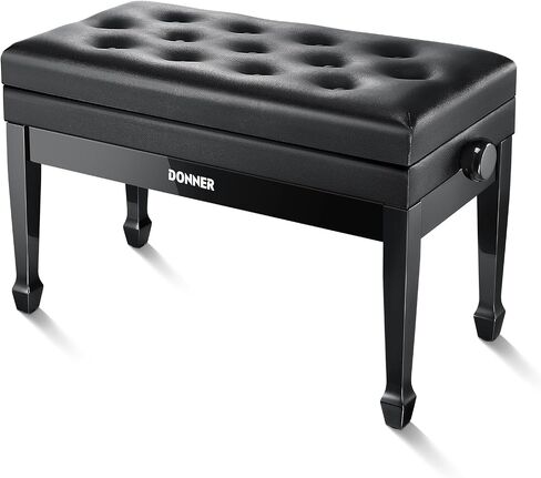 Donner Adjustable Duet Piano Bench with Storage, Solid Wooden Keyboard Bench Piano Bookcase Stool Chair Seat with High-Density Sponges Cushion, Black in Saudi Arabia
