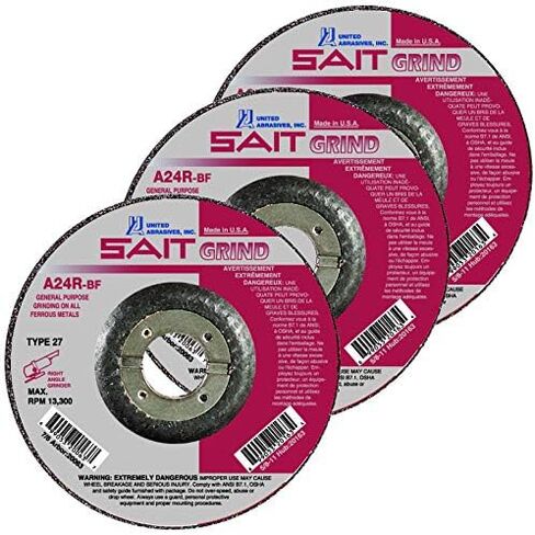 Sait A24R-BF Cathive Grinding Wheel 4-1/2 بوصة من النوع 27 أقراص طحن مع 7/8 Arbor Qty 10 in Saudi Arabia