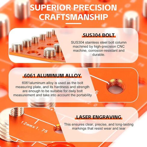 44 NUT و BOLT THEWST CHECKER قياسي ومقياس ، ومقياس الترباس ومقياس الخيط مع 22 متري و 22 ، مكتشف حجم الترباس ، مقياس الترباس قابل للتجربة على الجدار in Saudi Arabia