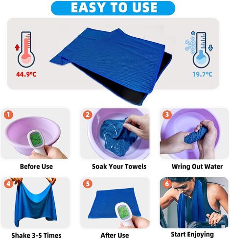 Cooling Towels, Soft Breathable Sweat Ice Towel for Sports, Yoga, Gym, Golf, Camping, Running, Fitness, Workout & More Activities in Kuwait