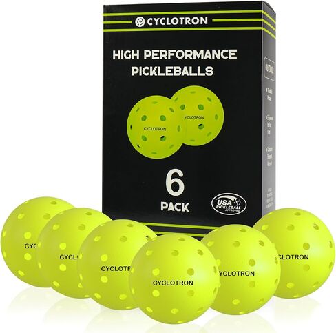 cyclotron P-40 Outdoor Pickleball Balls – USAPA Approved Pickleballs, 40-Hole Precision Design, High Visibility, Durable Seamless HDPE Construction, 3/6 Pack in Saudi Arabia