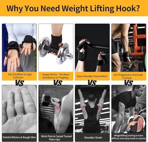 GPANDAG Weight Lifting Hooks for Men and Women(Pair), 330 LB Heavy Duty Gym Lifting Wrist Strap Hook for Deadlifts, Pull-Ups, Strength Training, 0.4inch Grip Weightlifting Hooks for Teen in Saudi Arabia