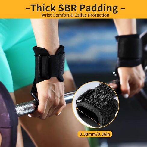 GPANDAG Weight Lifting Hooks for Men and Women(Pair), 330 LB Heavy Duty Gym Lifting Wrist Strap Hook for Deadlifts, Pull-Ups, Strength Training, 0.4inch Grip Weightlifting Hooks for Teen in Saudi Arabia