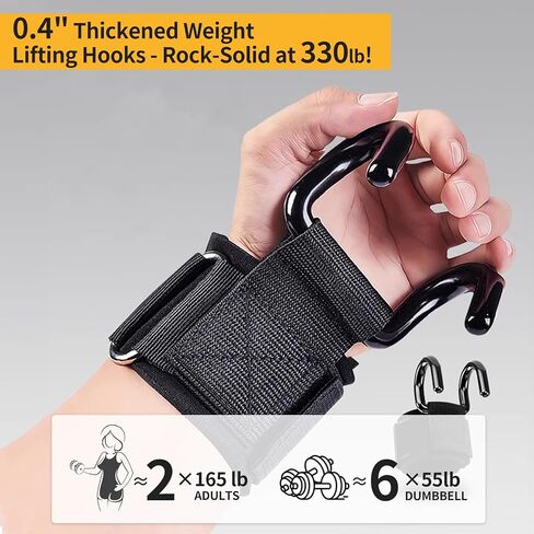 GPANDAG Weight Lifting Hooks for Men and Women(Pair), 330 LB Heavy Duty Gym Lifting Wrist Strap Hook for Deadlifts, Pull-Ups, Strength Training, 0.4inch Grip Weightlifting Hooks for Teen in Saudi Arabia