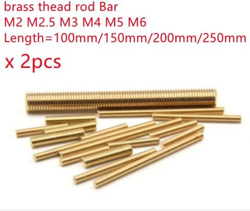Threaded Rod, Metal Studs, Bolt nut Stud 2pcs Brass M2 M2.5 M3 M4 M5 M6 Full Thread Bar Stud, Length 100 150 200 250 Mm Threaded Brass Rod(M2.5 x 200MM) in Saudi Arabia